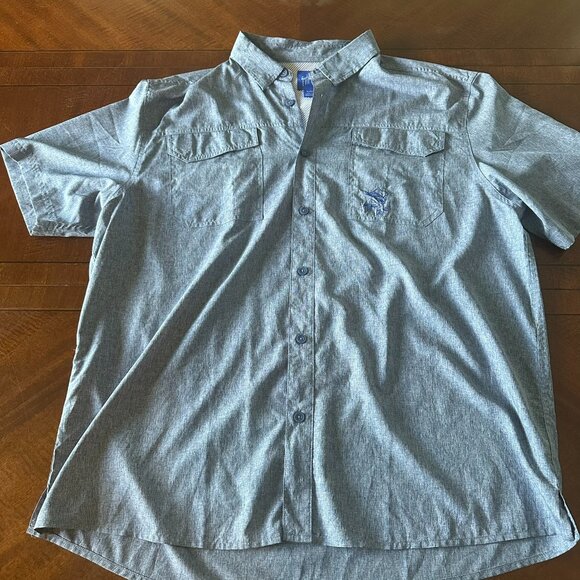 Guy Harvey Shirt Mens XL Short Sleeve Button Up Fishing Shirt Blue Pockets - Picture 1 of 3
